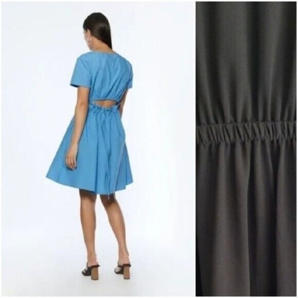 OAK + FORT / Open Cut-Out Back Midi Dres Black Flowy Sz S - Picture 1 of 13